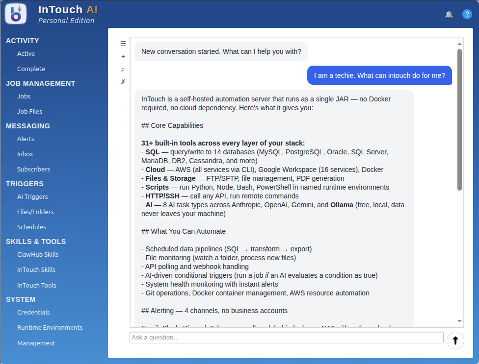 AI assistant helping a techie